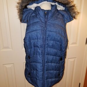 Green Tea puffer vest XXL, nwt, hood, blue